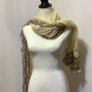 COLDWATER CREEK SHEER BEIGE AND BROWN SCARF